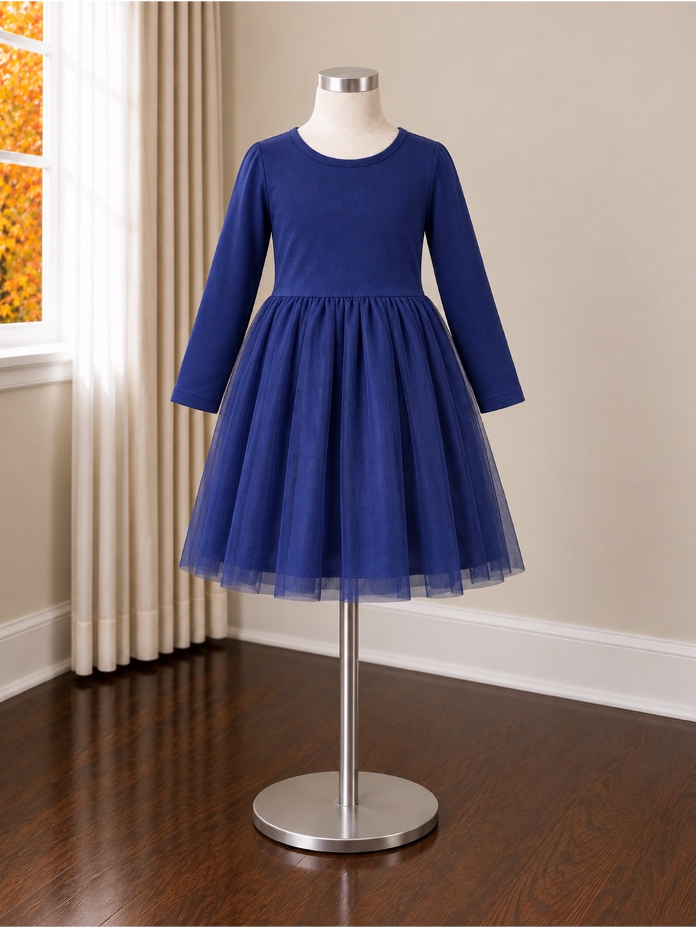 Carter's Navy Blue Long Sleeve Tulle Skirt Dress